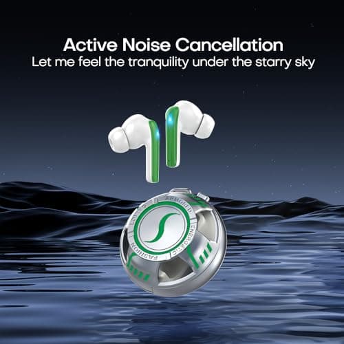 Wireless Bluetooth 5.3 Earbuds Active Noise Canceling Glow Headphones 2.4G Metal Outdoor Wireless Earbuds, 13mm Drivers for Deep Bass, 1H Fast Charging, 5H Play, Fit for Daily, Travel & Sports(Green) - Thumbnail 6