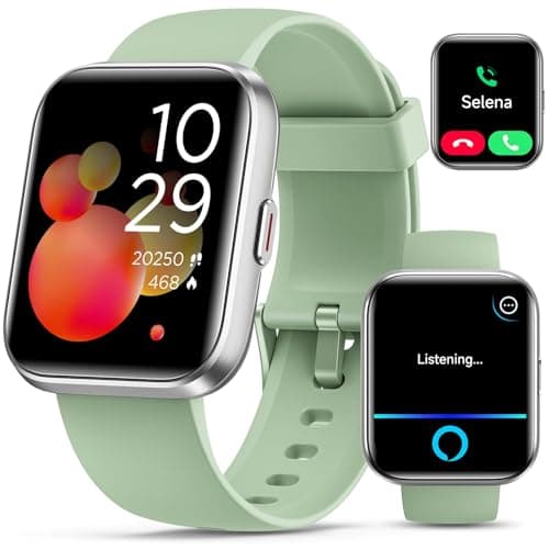Quican Smart Watches for Women/Men, Smart Watch for Android Phones & iPhone, Fitness Watches for Women with Alexa, Call & Notification Alerts, Tracks Heart Rate/Sleep Smartwatches (Green, 1.8 inches)