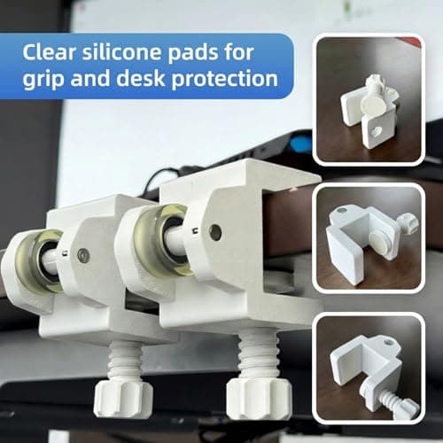 Onucha Standing Desk Anti Wobble Stabilizer Clamp 2 Pack, Helps Reduce Standing Desk Wobble, No-Drill Desktop Clamp with Rubber Roller for 1.2 to 2 Inch Desk Tops (Fits 1.2"–2.0") - Thumbnail 4