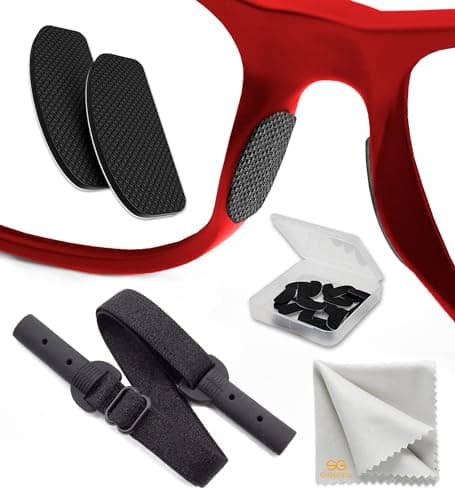 Nose Pads for Glasses Anti Slip - 0.5 mm Eye Glasses Nose Pads Non Slip - 6 Pairs Glasses Stoppers Nose Grip - Eyeglasses Nose Grips (Black Black Strap) - Image 1