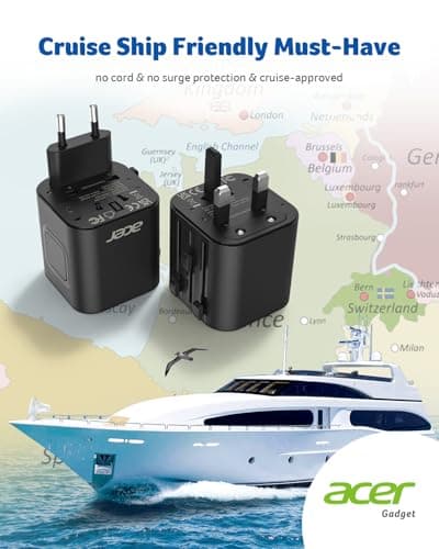 Acer US to Europe Plug Adapter, Universal Travel Adapter, International Power Adapter for USA to Europe UK France Germany Spain Ireland Australia (Type C/G/A/I),Black - Thumbnail 6