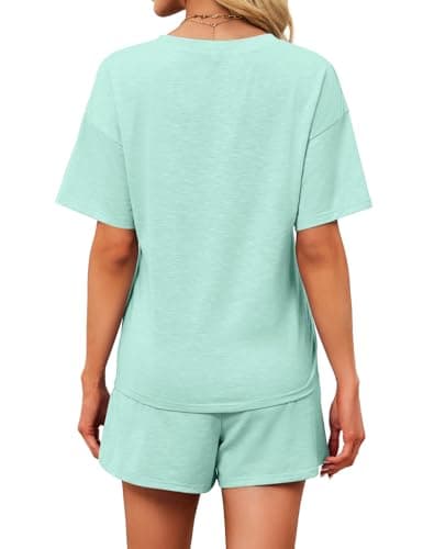 JUSTFASHIONNOW Split Short Bamboo Viscose Pajama Set Cute Summer Pjs for Women 2 Piece Pj Lounge Sets Soft Sleepwear(Green,X-Large) - Thumbnail 5