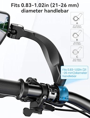 COICER Bicycle Mirror for Handlebar, E Bike Mirror Handlebar Mount Rearview - Thumbnail 6