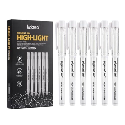 Lekreo Gold Silver White Ink Gel Pens, 1mm Medium Fine Point, Opaque archival Ink Pen for Dark Paper Drawing,Sketching, Illustration, Card Making, Bullet Journaling (White Ink - 6 Packs) - Image 1
