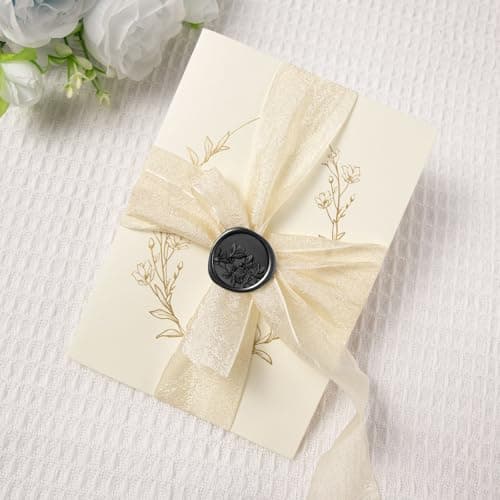 Pilloze 50Pcs Black Olive Branch Wax Seal Stickers, Self-Adhesive Black Wax Seal Stickers for Envelope or Wedding Invitation Good Adhesion and Easy to Use - Thumbnail 3