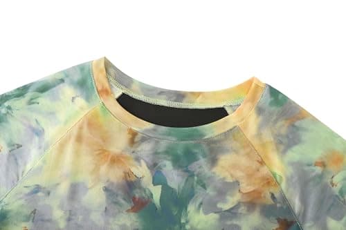 Totatuit Women Long Sleeve Mesh Top Floral Printed Crewneck Basic Fitted Blouse Shirts for Teen Girls See Through Sheer Mesh Top Night Out Party Travel Tshirts Green Small - Thumbnail 5
