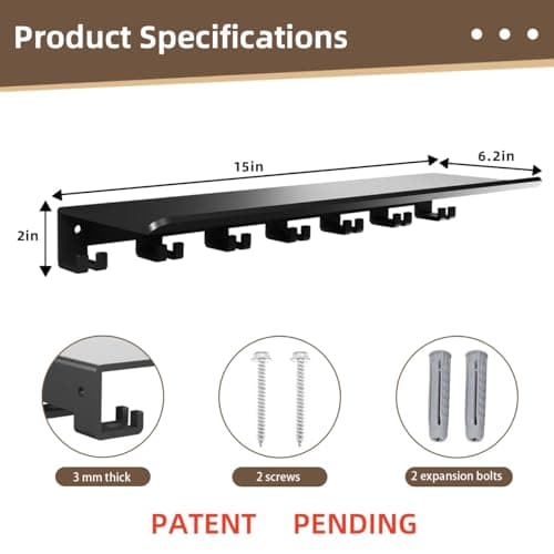 Floating Shelf Organizer Compatible with Tonal Accessories Home Gym Weight wall Storage Equipment Hanger Metal Rack Holder Wall Mount with Hooks T-Lock Adapters Bracket Hanger Workout (Floating Shelf) - Thumbnail 2