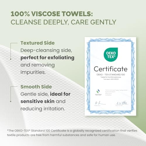 PLANTIFIQUE Disposable Face Towels XL 10"x12" - 100% Biodegradable Viscose Facial Towelettes for Women Skin Care - Toallas para la Cara Desechables, 100 Count - Thumbnail 5