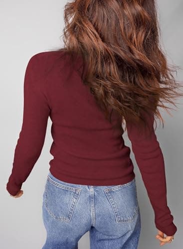 Dokotoo Womens Long Sleeve Sweaters Wool Blend Crew Neck Sweater Shirts Business Casual Work Tops 2026 Fall Outfits Lightweight Basic Womens Clothing Red X-Large - Thumbnail 2