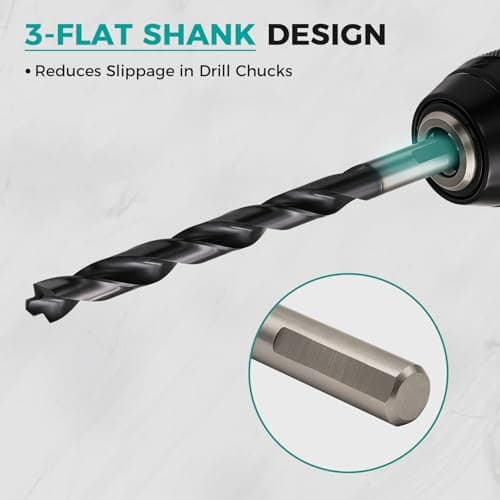 OSTTE 14 Pcs Cobalt Drill Bit Set (Pro), M35 Cobalt Drill Bit with Bullet Point Tip, Titanium Aluminum Nitride Coated (TiAlN), 3-Flats Shank, for Hardened Metal, Stainless Steel, Plastic, 1/16" - 1/2" - Thumbnail 6