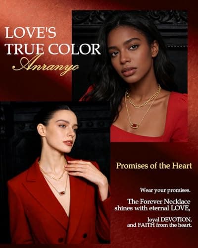 Anranyo 18K Dainty Gold Necklace, Red Birthstone Necklace, Layered Necklaces for Women Hypoallergenic, Non Tarnish, Minimalist, Birthday Day Gifts for Wife Daughter Sister Girlfriend - Thumbnail 6