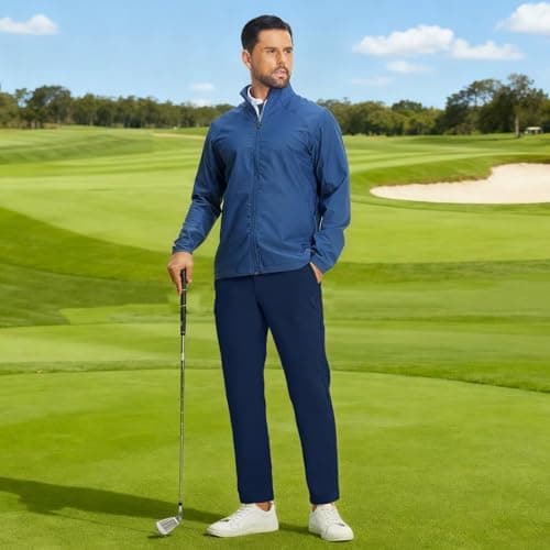 M MAELREG Fleece Golf Pants Men 30"/32"/34" Quick Dry Stretch Water-Resistant Casual Mens Dress Pants with Pockets Navy - Thumbnail 2