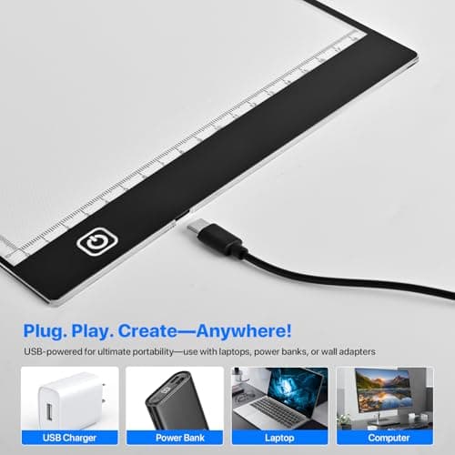 A4 LED Light Box for Tracing and Drawing - Ultra Thin Adjustable Light Table, USB Trace Light UP Pad Screen, Small Copy Board Tracer for Kids Artists, Sketching, Stenciling, and Art Crafting. - Thumbnail 4