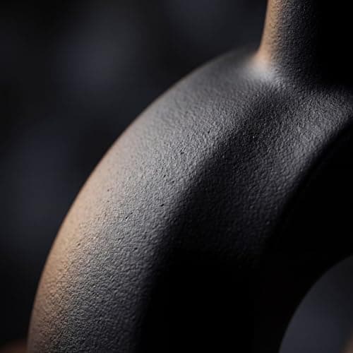 DSYSMIN Modern Black Ceramic Donut Vase - 10.24" Matte Circular Hollow Vase, Minimalist Nordic Style Home Decor for Living Room, Mantel, Entryway (Watertight & Handmade) - Thumbnail 2