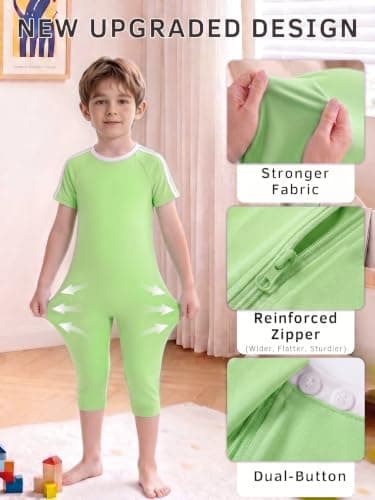 Anti-Removal Adaptive Bodysuit, Back-Zip One-Piece Care Jumpsuit, Tear-Resistant & Soft Stretch Fabric for Daily Support (Purple, 7-8) - Thumbnail 2