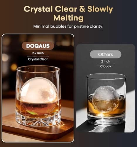DOQAUS Clear Ice Cube Maker, 2.2-Inch Ice Ball Maker Machine with Water Recycling & Self-Cleaning, Automatic Sphere Ice Maker for Premium Whiskey & Home Bar Cocktails - Thumbnail 3