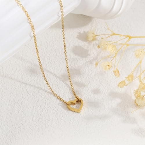BAYLAY Heart Necklace for Women Girls, 18K Gold Plated Small Heart Necklace Gold Necklace for Women Teen Girl Gifts Trendy Stuff Gold Jewelry Mothers Day Gifts for Mom Grandma Women - Thumbnail 6