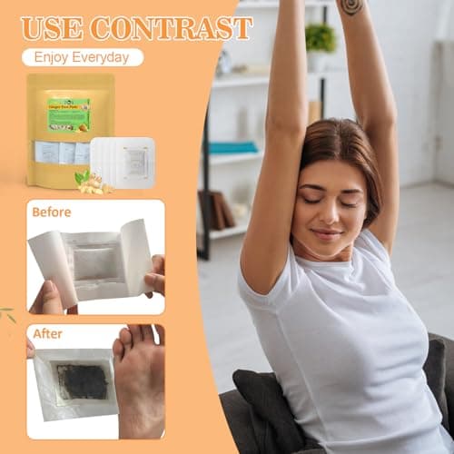 TEWEAE 2 in 1 Ginger Foot Pads, 120 Pads Tear and Use, Premium Natural Ingredients Ginger Powder, Bamboo Vinegar FootPads with ''Stay in Place'' Adhesive Pads Sheet - Thumbnail 4