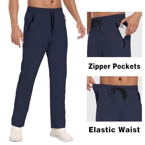 Mens Hiking Pants Sweatpants Water Resistant Quick Dry Lightweight UPF 50+ Cargo Elastic Waist Drawstring Casual Work Athletic Travel Golf Running Navy Blue XXL - Thumbnail 5