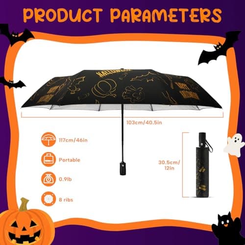 ECOBRELLA Collapsible Travel Umbrella Windproof - Auto Open Close Light Weight Backpack Umbrella Fun Gifts Gothic Decor Bats Umbrellas Adult Men - Thumbnail 3