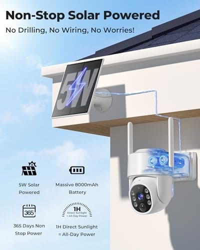 4MP Security Cameras Wireless Outdoor 5G & 2.4G, No Subscription Fee, 2 Cam-Kit,Solar Camera Outdoor Wireless With 360° PTZ,128GB Storage,Color Night Vision,Ai Detection WiFi Cameras for Home Security - Thumbnail 4