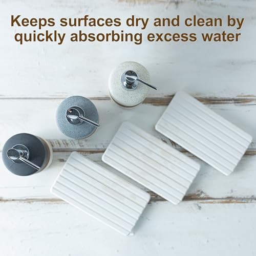 Cormomu Ceramic Dish Soap Dispensers Set(2 Pack), Hand, Dish, Shower Soap Dispenser for Kitchen Sink & Bathroom, Includes Stainless Steel Pump, Silicone Funnel & Diatomaceous Holder, Black - Thumbnail 5