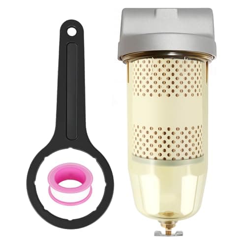 AUIVERED B10-AL 496 Fuel Tank Filter Assembly with Wrench - Replacement for Gasoline and Diesel Water Separate - 30 Micron Max 25 Gpm 150 Psi with 1” NPT Top Cap