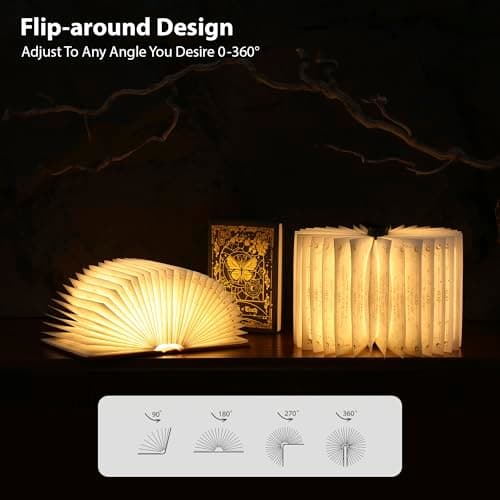 ZBOLE Magic Truth Foldind Book Lamp- Book Lover Gifts, Foldable Paper lamp,Portable Book Light for Home Decor, Unique Gifts for Women & Christmas & Bookworm with Gold Foil Embossed Cover (Black) - Thumbnail 4