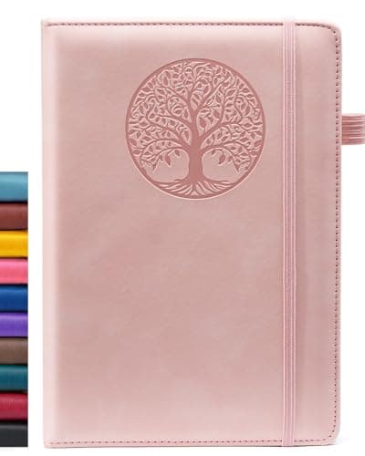 BIYUNRO Lined Journal Notebook for Women & Men, Hardcover Leather Journals for Writing, Diary, Journaling, Bible, Work & Travel, A5 (Pink)