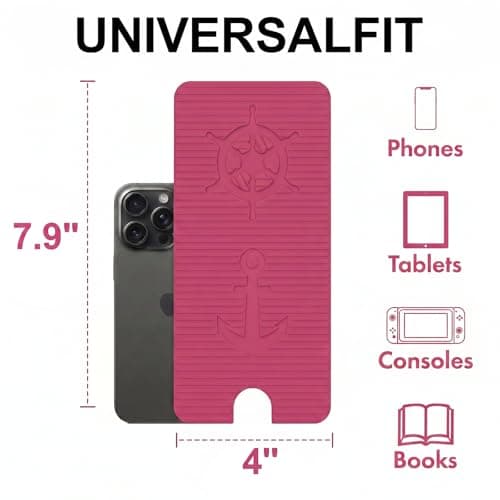 Adjustable Foldable Silicone Phone Stand 2-Pack, Rose Red, with Charging Port, Non-Slip Desk Holder for iPhone, Samsung, Tablets - Thumbnail 2