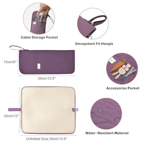 KarSyon Hot Tools Organizer Heat Resistant Mat Case Hair Tools Holder Travel Bag Portable Hair Styling Tools Cover Pouch for Curling Iron,Flat Iron,Hair Straightener (Purple) - Thumbnail 5