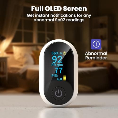 Bluetooth Pulse Oximeter Fingertip, Smart Blood Oxygen Saturation Monitor with App for Sports & Aviation, Accurate SpO2 & Heart Rate Reader with Full OLED Screen, Perfusion Index, Batteries Included - Thumbnail 3