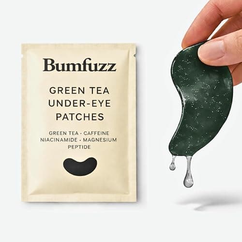 Bumfuzz Green Tea Under-Eye Patches (12 Pairs) | Depuff & Brighten Eye Gel Patches for Dark Circles & Tired Eyes | Plant-Based, Vegan with Caffeine, Niacinamide, Magnesium & Vegetable Peptides - Image 1