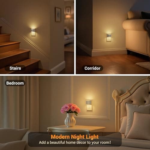JandCase Night Light, Automatic Night Lights Plug into Wall,2 Pack Dusk to Dawn Sensor Nightlight, 3000K Soft White Brightness Adjustable Nightlight for Kids Bedroom Hallway Kitchen Decor - Thumbnail 6