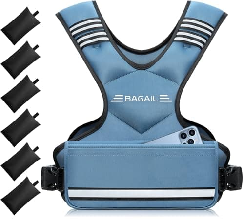 BAGAIL Adjustable Weighted Vest for Women 4-10lb, Comfortable U-Neck Rucking Vest with 6 Removable Weights, Storage Pocket and Reflective Strips for Walking, Jogging, Weight Loss & Home Workouts