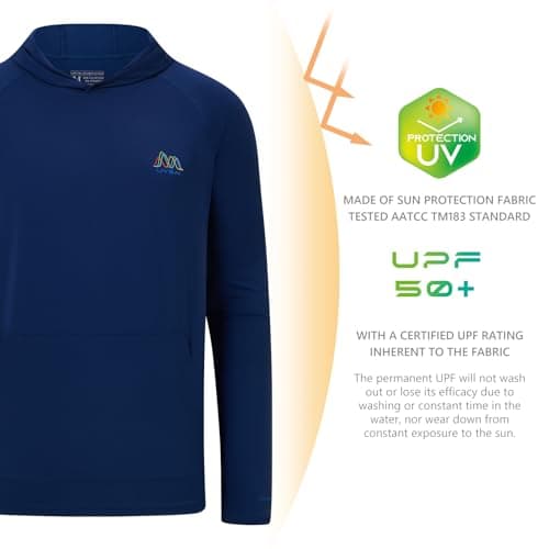 UVSAI Men's Hoodie Shirt UPF 50+ Long sleeve Permanent UV Protection T-Shirts With Kangaroo Pocket for Hiking Fishing Casual - Thumbnail 2