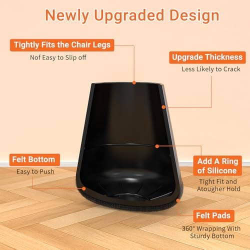 YTEACIUL Chair Leg Floor Protectors Small 24Pcs,Silicone Chair Leg Protectors for Hardwood Floors/Tiles,360°Wrapped Felt Bottom to Prevent Scratch and Reduce Noise, Round Black(Fit:0.8"-1") - Thumbnail 3