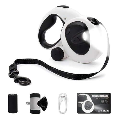 LULUPET 16Ft Retractable Dog Leash with LED Light, Heavy Duty Leash for Medium Dogs (20–66 lbs), 360° Tangle-Free, Built-in Poop Bag Dispenser - Image 1