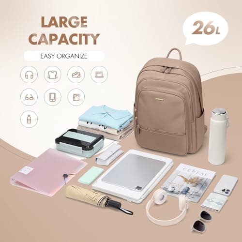 GOLF SUPAGS Backpack for Women Work College Travel Laptop Backpacks Multi-Functional Casual Daypack Teacher Nurse Everyday Bags Fits 15.6 Inch Notebook (Champagne) - Thumbnail 5