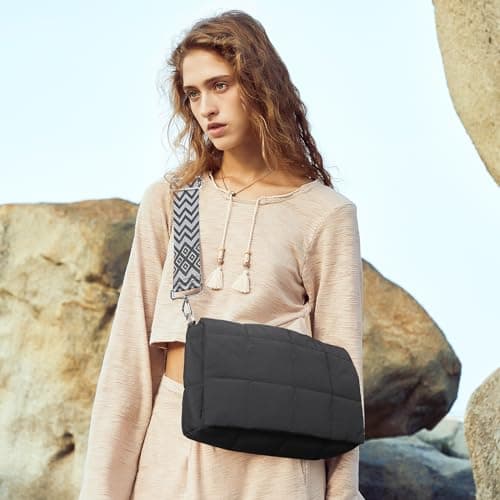 CLUCI Puffer Shoulder Bag Puffy Crossbody Purse for Women Middle Tote Bag Lightweight Cotton Padded Hobo Handbag - Thumbnail 3
