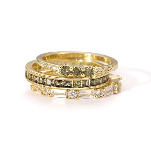 Fimewon Non Tarnish Rings Gold Stackable Rings for Women Dainty CZ Rings Waterproof Jewelry Gifts for Mom Size 12 - Image 1