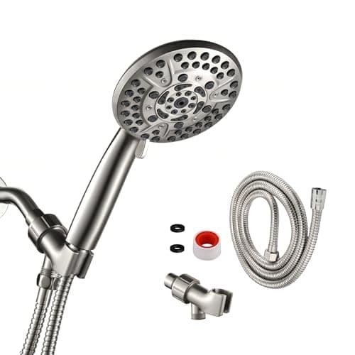 Iopsk 10 Spray Shower Head with Handheld,High Pressure shower heads with Handheld Spray Combo,Hand Held Shower Head with 60 Inch Long Hose (Brushed Nickel) - Image 1