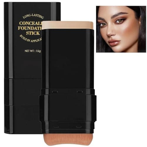 Foundation Stick, 2 in 1 Dual-Ended Long-Lasting Concealer Stick with Brush, Korean Foundation Stick, Full Coverage Korean Foundation, Waterproof Tattoo Cover up Makeup, Matte Finish(03LIGHT) - Image 1
