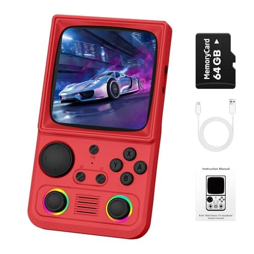 R36TMAX Retro Handhled Game Console, 4.0 Inch Retro Gaming Console with 4000mAh Battery, 64GB Preloaded with 18000+ Video Games, Portable Retro Game Console Supports WiFi Networked Fighting, Red - Image 1