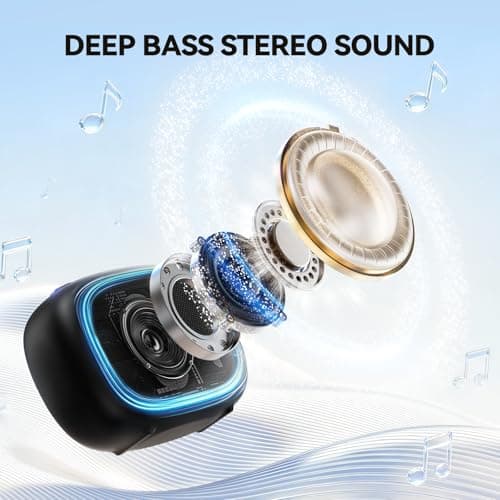 TECKNET Portable Bluetooth Speaker, IP67 Waterproof Speaker with Stereo Sound, Up to 30H Playtime, Magnetic Design, BT 5.4, TWS Pairing Small Bluetooth Speaker for Home/Party/Outdoor/Travel - Thumbnail 2