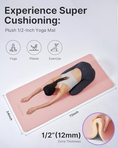 YOTTOY Yoga Mat，Extra Thick Yoga Mat (1/2inch),Professional TPE Exercise Mat,Non-Slip Workout Mat for Yoga, Pilates, Fitness, Barefoot Workouts, Home Gym Studio with Strap - Thumbnail 3