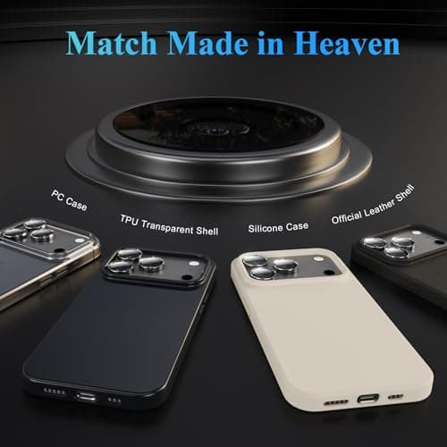 YWXTW Camera Lens Protector for iPhone 17 Pro/iPhone 17 Pro Max, [1 Step Installation Tray] Tempered Glass Screen Protector Metal Individual Camera Cover Accessories Case Friendly (Glitter Grey) - Thumbnail 6