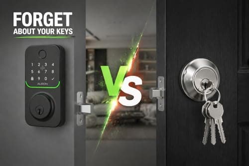 Smart Deadbolt Lock – 5-in-1 Keyless Entry: Fingerprint, Keypad, App, Card & Key | IP65 Weatherproof | Auto-Lock | Fits Standard Doors 1-3/8"-1-3/4" | No Wiring (Matte Black) - Thumbnail 4