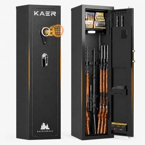 KAER 6-9 Gun Safe - Gun Safes for Rifles and Pistols Long Rifle Safe Electronic Gun Cabinet for Shotguns with Digital Keypad Removable Gun/Ammo Racks Adjustable Shelf LED Light - Image 1