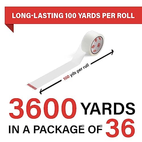Simply Cool Packing Tape 36 Rolls, Clear Heavy Duty Shipping & Packaging Tape for Boxes, Moving, Mailing & Storage – Strong, 1.88” Wide x 100 Yards Per Roll, 3600 Yards Total - Thumbnail 2